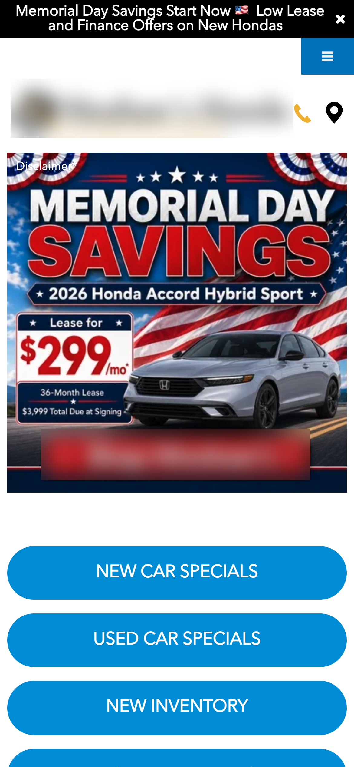 Canyon Ridge Honda Homepage screenshot