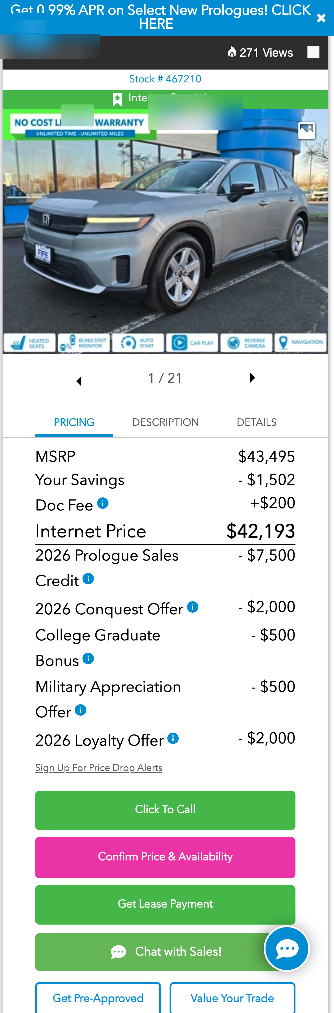 Silver Pines Honda VDP screenshot