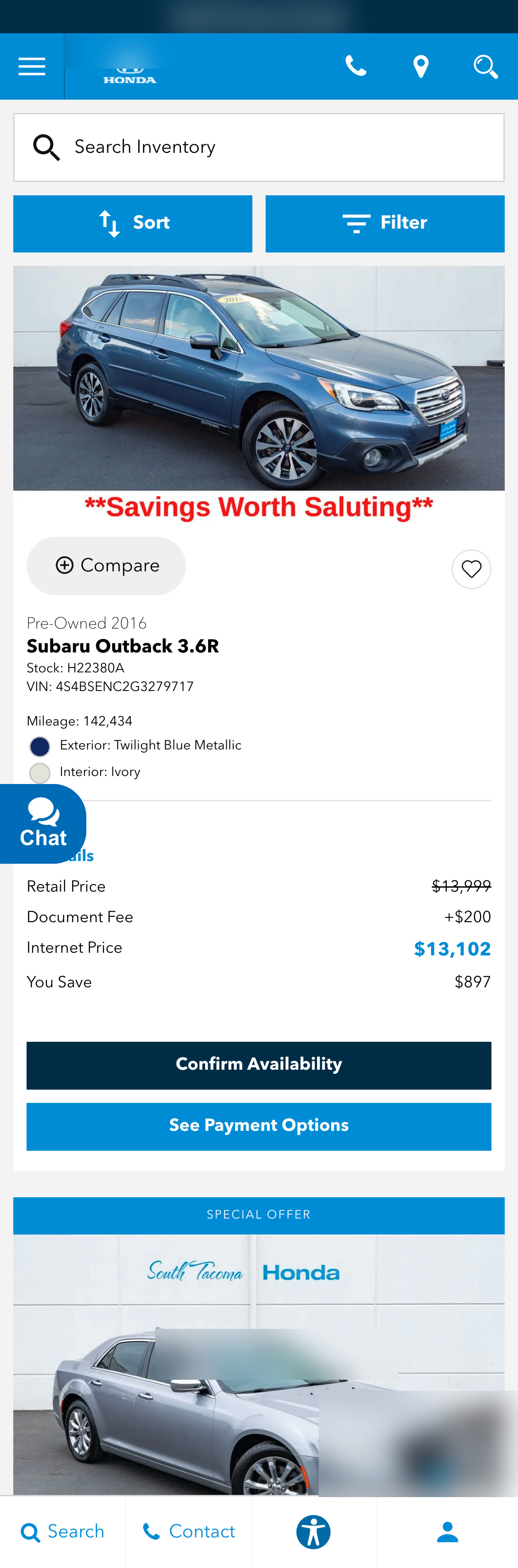 Harbor Summit Honda VDP screenshot